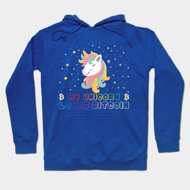 My Unicorn Loves Bitcoin Hoodie by satoshirebel